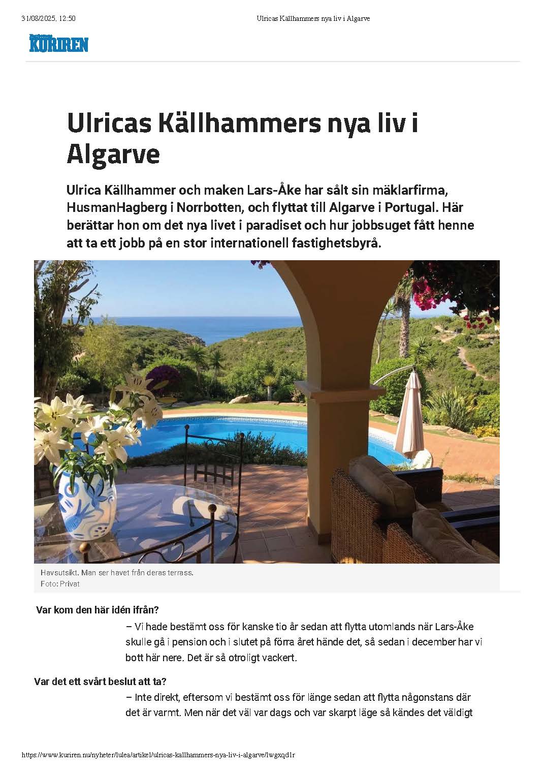 Ulrica Österlind. Ulrica Källhammers new life in Algarve