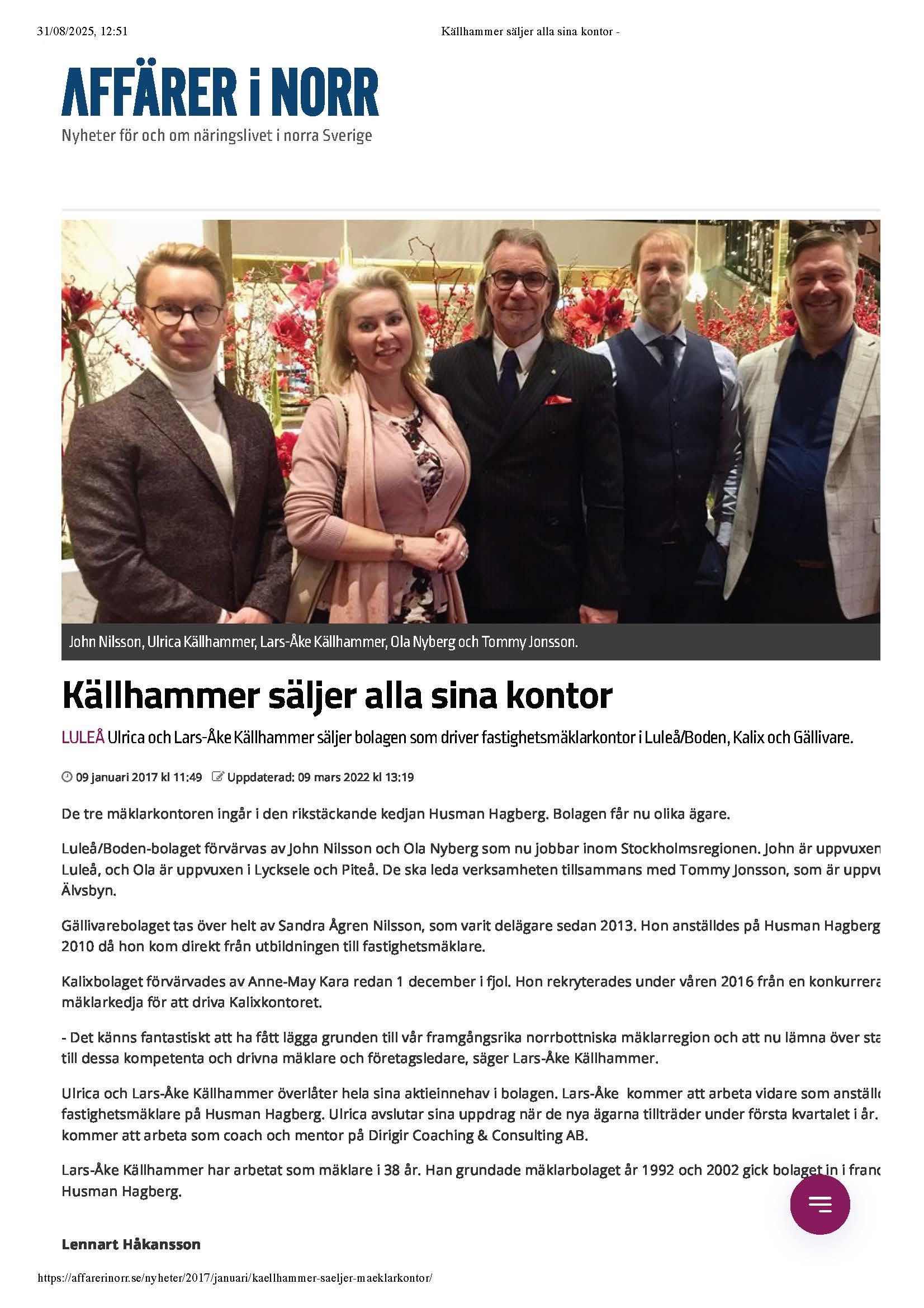 Ulrica Österlind. Källhammer selling their companies